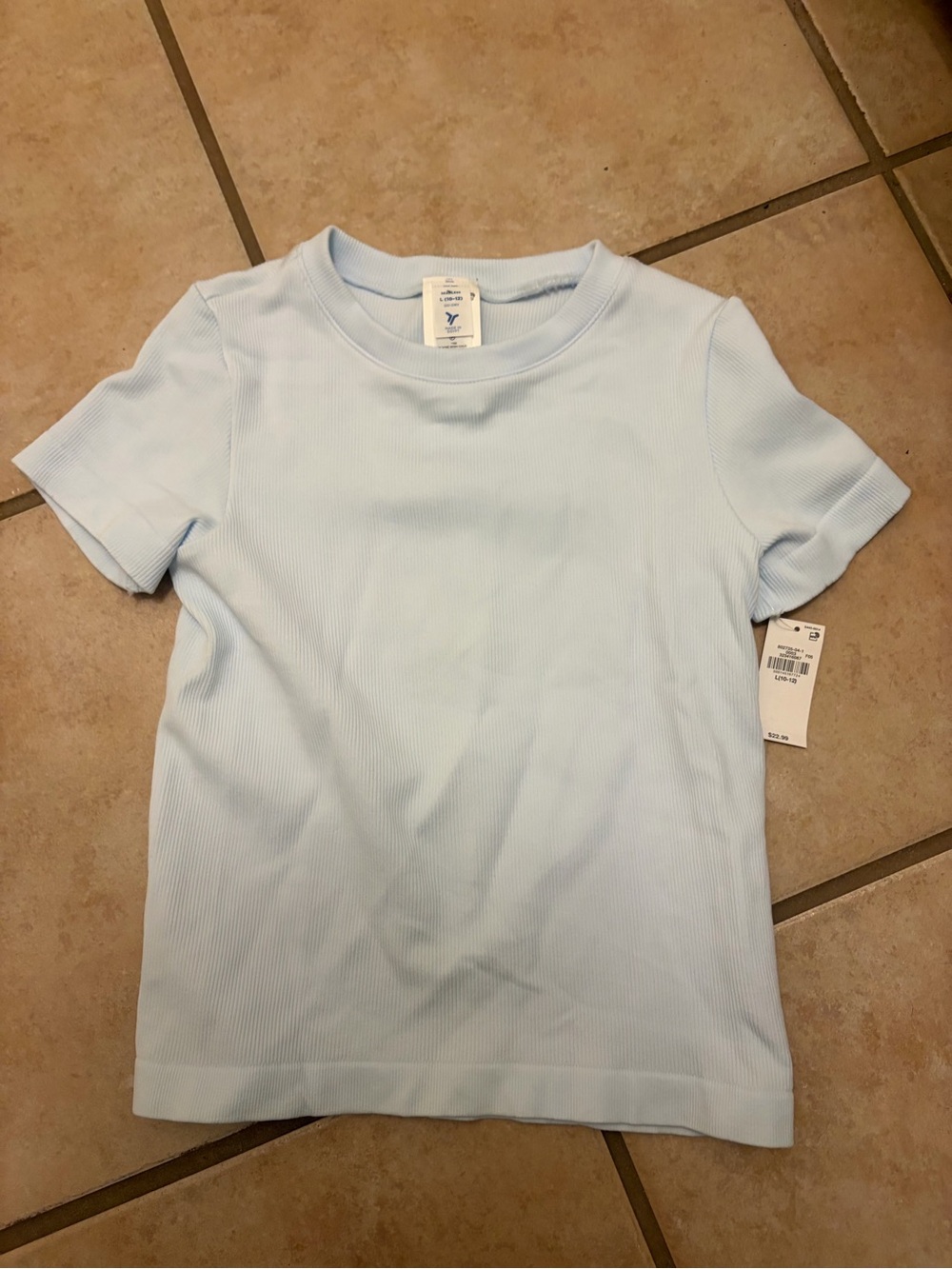 Old navy seamless Light Blue Ribbed Short Sleeve Tee - Kids